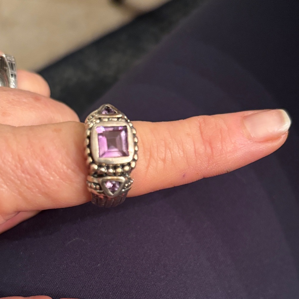 Vintage sterling silver amythyst ring sz 9